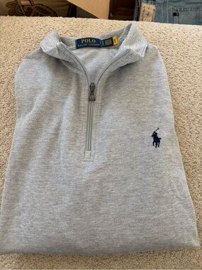 Ralph Lauren Light Gray Sweatshirt with Navy/Yellow Label